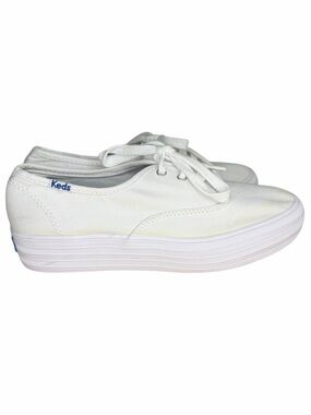 Keds Triple Kick Platform Sneakers White Canvas Lace Up Women’s 5.5 Casual Shoes
